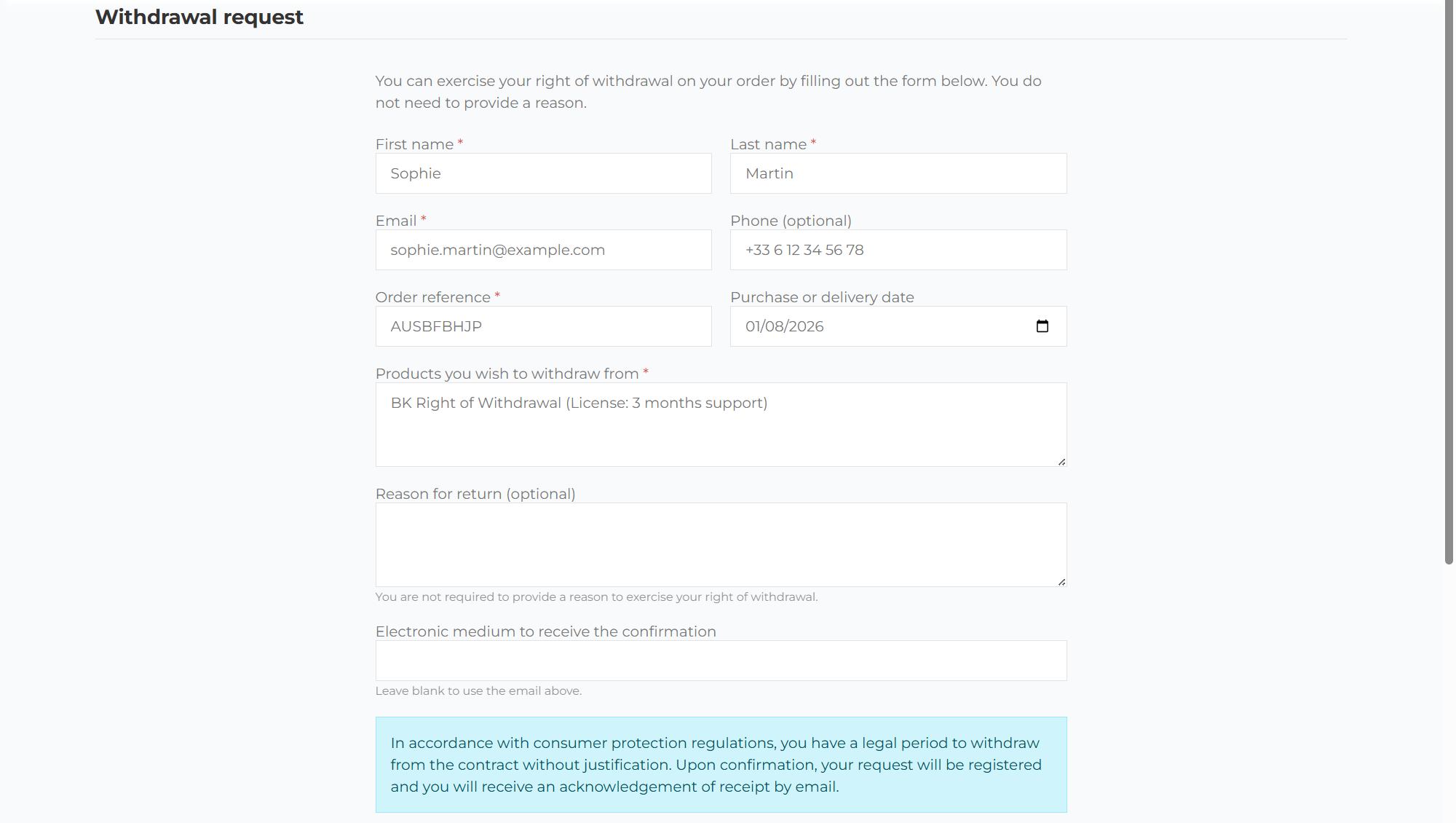 Electronic withdrawal function for PrestaShop compliant with Directive 2023/2673 article 11a